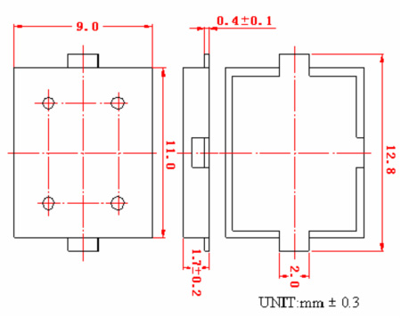 SMD Piezo Buzzer P119017-10C(5V)-4100-F Structure Diagram