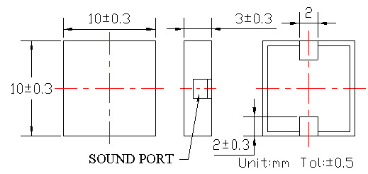 5V micro SMD Piezo Buzzer P1010030-12C-5200-F Structure Diagram