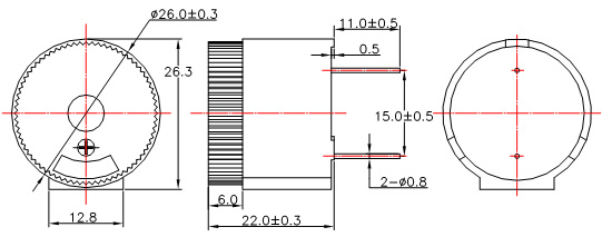 Active Piezo Buzzer PCW26220-12V-2700-F Structure Diagram