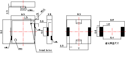 3V micro SMD Piezo Buzzer P0909018-12C-4000-F Structure Diagram