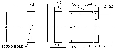 SMD Piezo Buzzer P1414040-12C(5V)-4000-F Structure Diagram