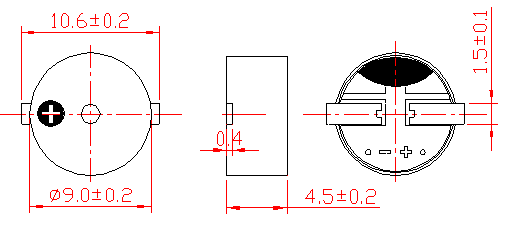 SMD Magnetic Buzzer ME9045SM-15R(3V)-2731-B-F Structure Diagram