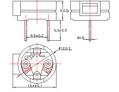 3V Passive Magnetic Buzzer MES12060-16R-2731-F Structure Diagram